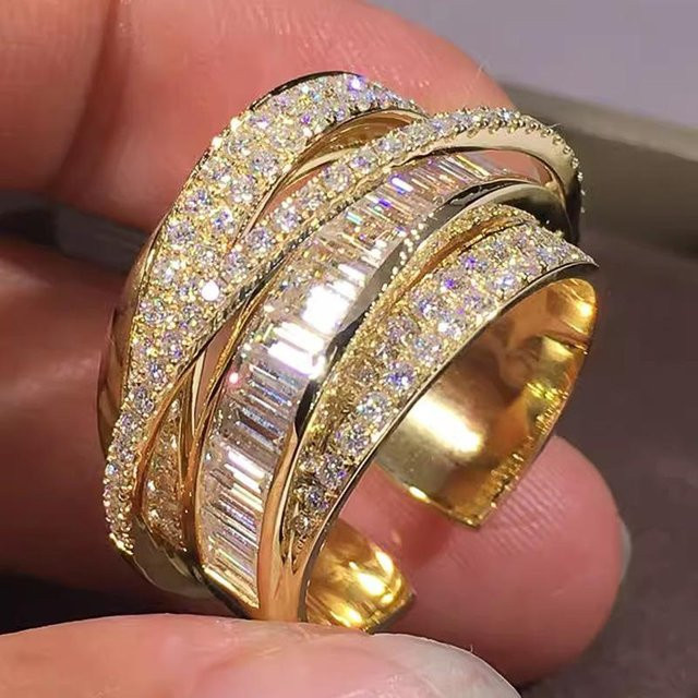 Huitan Ringe, Multi-Kreuz-Design, Zirkonia, Damen - Bild 1