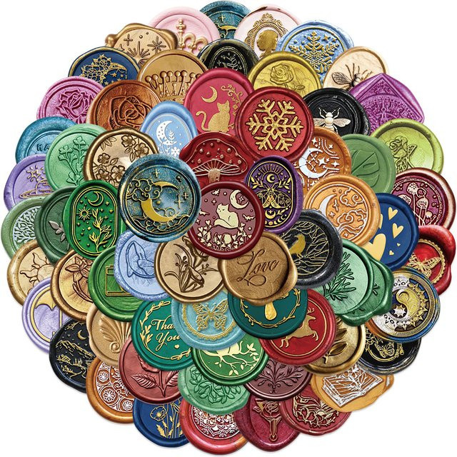 Rspctou Vintage Wachssiegel-Muster Cartoon-Aufkleber, Set, multicolour - Bild 1