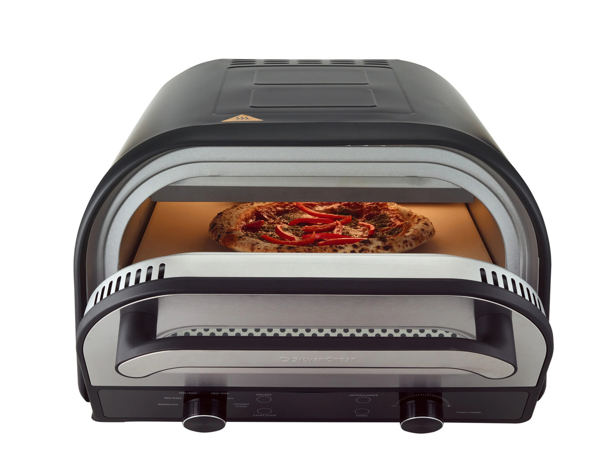 SILVERCREST Pizzaofen Elektrisch SPE 2400 A1 in Schwarz mit Cordierit-Pizzastein, Digitalanzeige und Ober- sowie Unterhitze - Bild 2