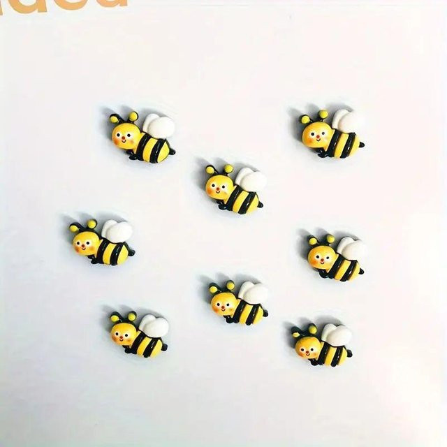 8 Stück Binchi Bienen Kühlschrankmagnete als Wand-Nachrichtentafel und Pinnwand Dekoration in Weiß und Gelb - Bild 1