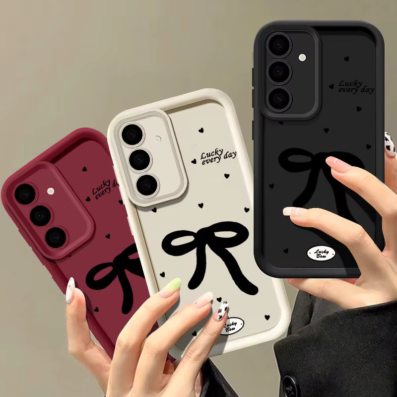 Schwarzes Softcase mit Schleifen-Design für Samsung Galaxy S26 S25 S24 S23 Ultra Plus FE A56 A55 A54 A37 A36 A27 A18 A17 A16 A15 Handyhülle - Bild 1