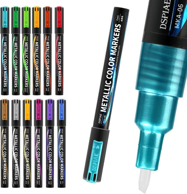 DSPIAE MKA Super Metallic Marker Pinselstift mit weichem Kopf, wasserbasiert, Multicolour - Bild 1