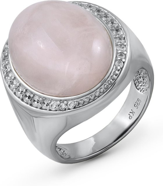 Zeeme Gemstones Ring, 925 Silber, Rosaquarz, Zirkonia, Damen - Bild 1