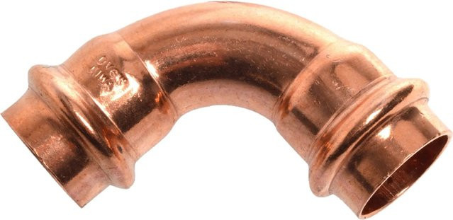 Kirchhoff CU-Bogen 90 Grad mit 2 Muffen Blank 22 mm aus Kupfer, 10 Stück - Bild 1