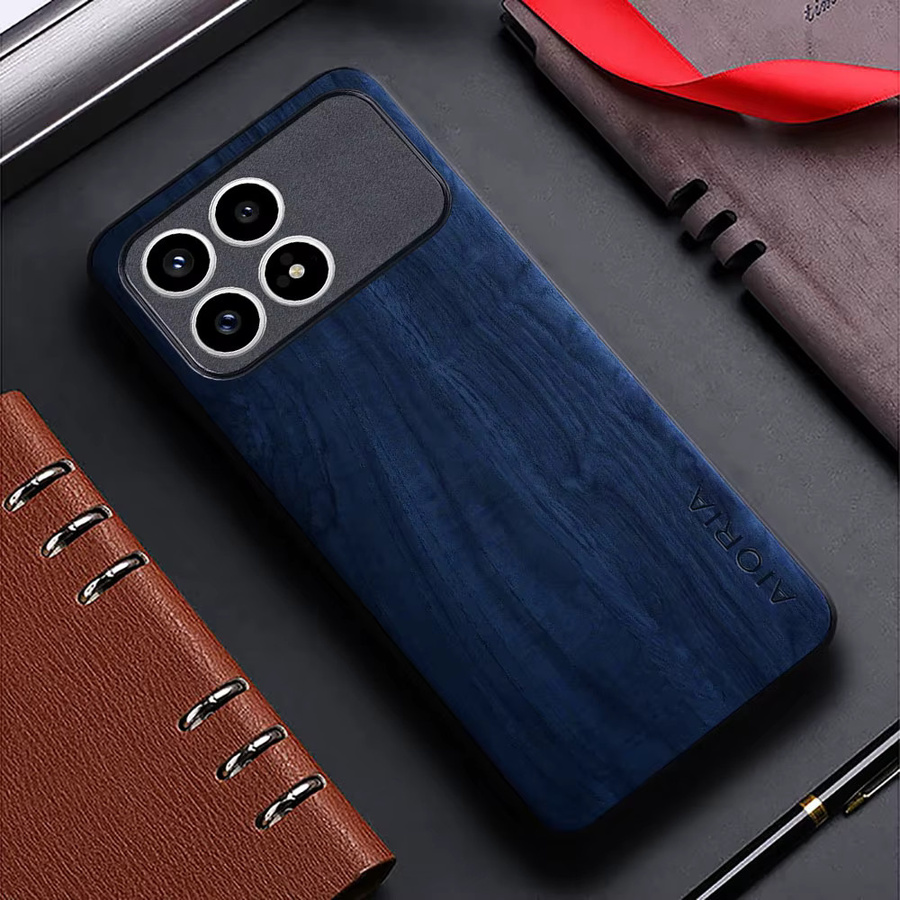 Xiaomi Poco F8 Pro Ultra F7 Ultra Pro 5G Schutzhülle mit Bambus-Holzmuster und Leder-Rückseite in Weiß - Bild 1