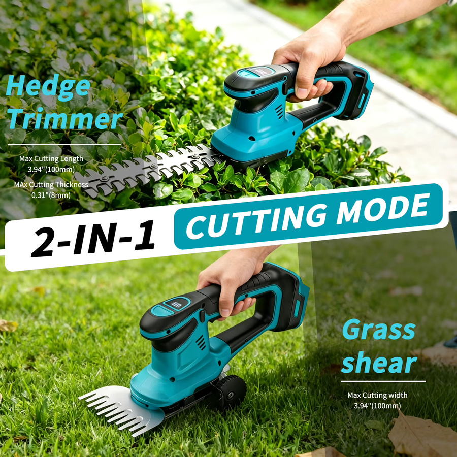 2-in-1 18V Akku-Heckenschere und Grasschere kompatibel mit Makita LXT, blau, ohne Akku und Ladegerät - Bild 2