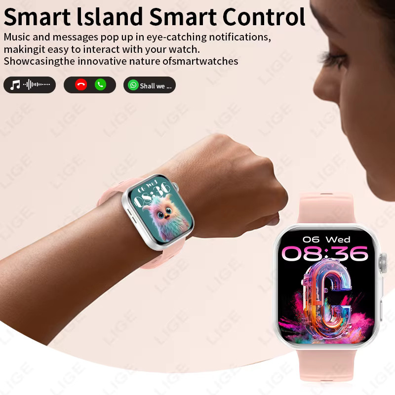 LIGE Smartwatch, AMOLED-Bildschirm, Silikon, Schwarz - Bild 5