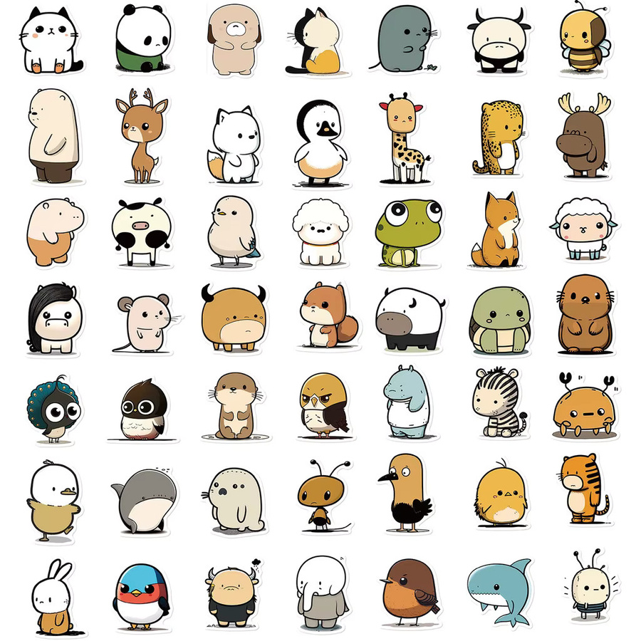 50 Stück Set niedliche Graffiti-Aufkleber mit Panda- und Katzenmotiven aus der Cartoon-Tier-Serie von RecordingYourLife Store in Mehrfarbig - Bild 2