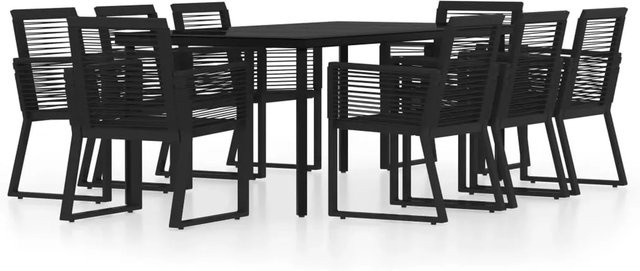 vidaXL 9-teilige Garten-Essgruppe aus Stahl und Glas in Schwarz - Bild 1