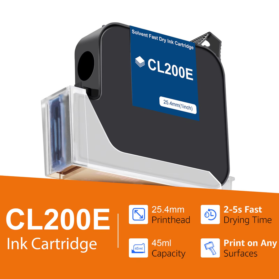 Cenliro CL200E Lösungsmittel-Tintenpatrone Schwarz, schnell trocknend und wasserfest für Online-Drucker, 25,4 mm - Bild 3