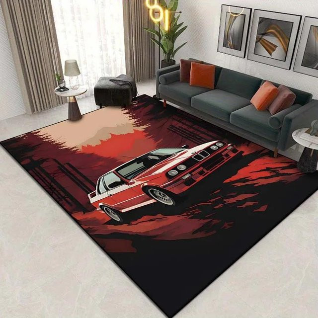 BC-Warm Home Teppich mit klassischem Auto-E30-Muster, mehrfarbig, Polyester, B x T: 160 x 230 cm - Bild 1