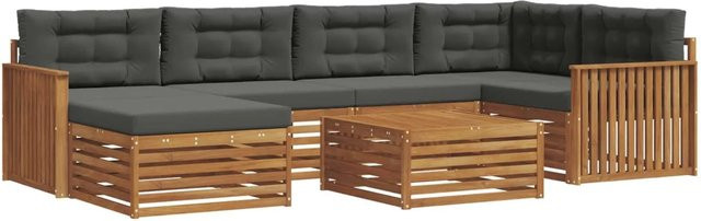 vidaXL Outdoor-Sofagarnitur 7-teilig aus Akazienholz mit Kissen in Anthrazit und Natur - Bild 1
