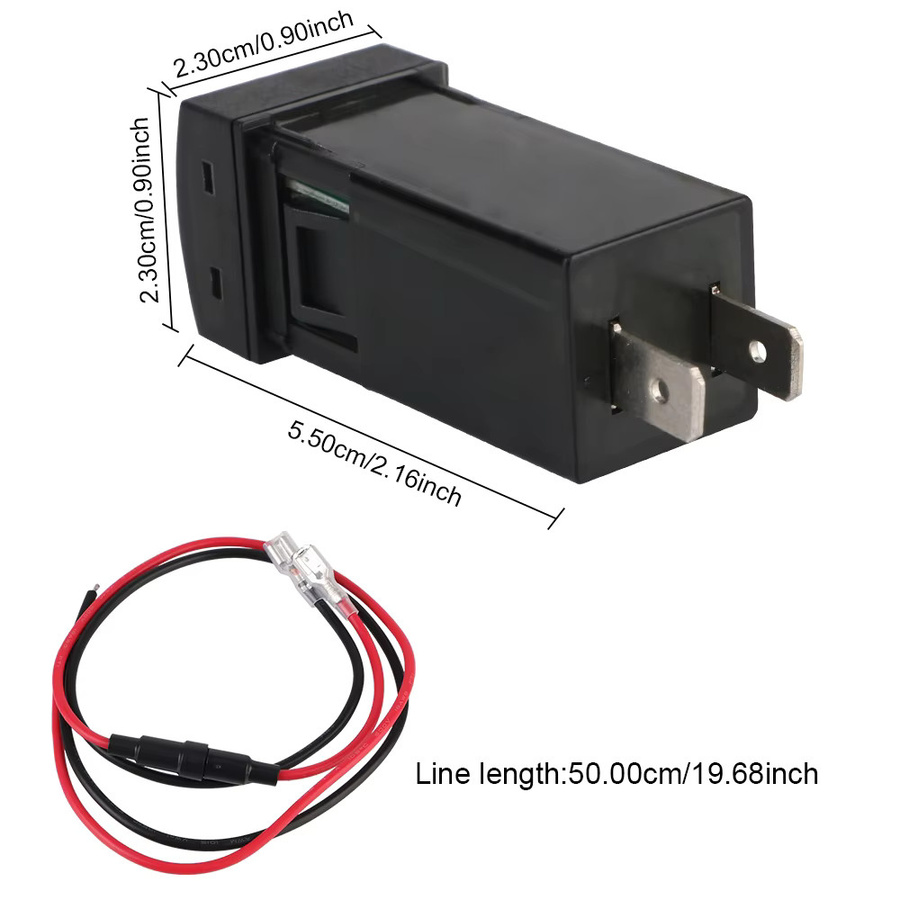 48W Schnellladegerät mit Voltmeter für Toyota, USB Typ-C PD und QC 3.0, 12V Autobatterie Steckdose, Schwarz - Bild 5