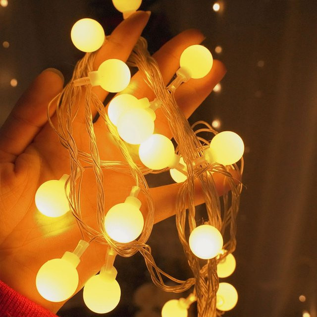 HEGEHE LED Power Ball Lichterkette in Weiß für Garten, Hochzeit und Party mit USB- oder Batteriebetrieb - Bild 1
