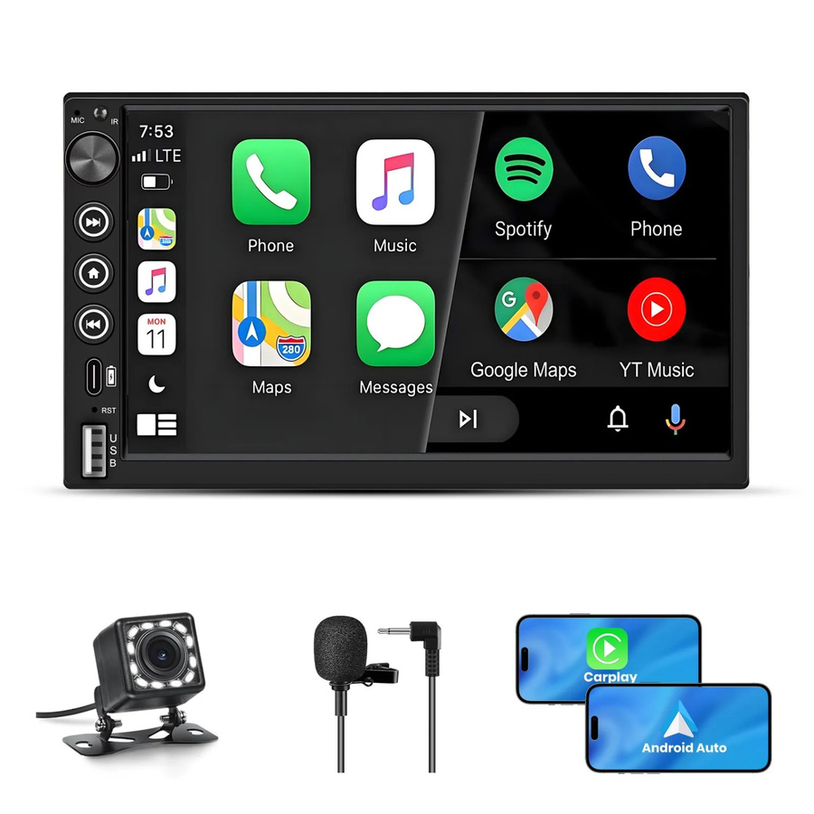 JUNSUN Doppel DIN Autoradio mit 7 Zoll IPS Touchscreen, Android Auto und Bluetooth, Schwarz - Bild 2