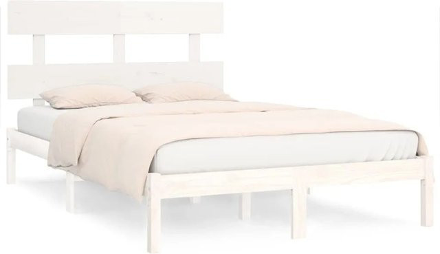 vidaXL Massivholzbett aus Kiefer in Weiß, Rustikaler Stil, B/T/H: 200 x 200 x 205,5 cm - Bild 1