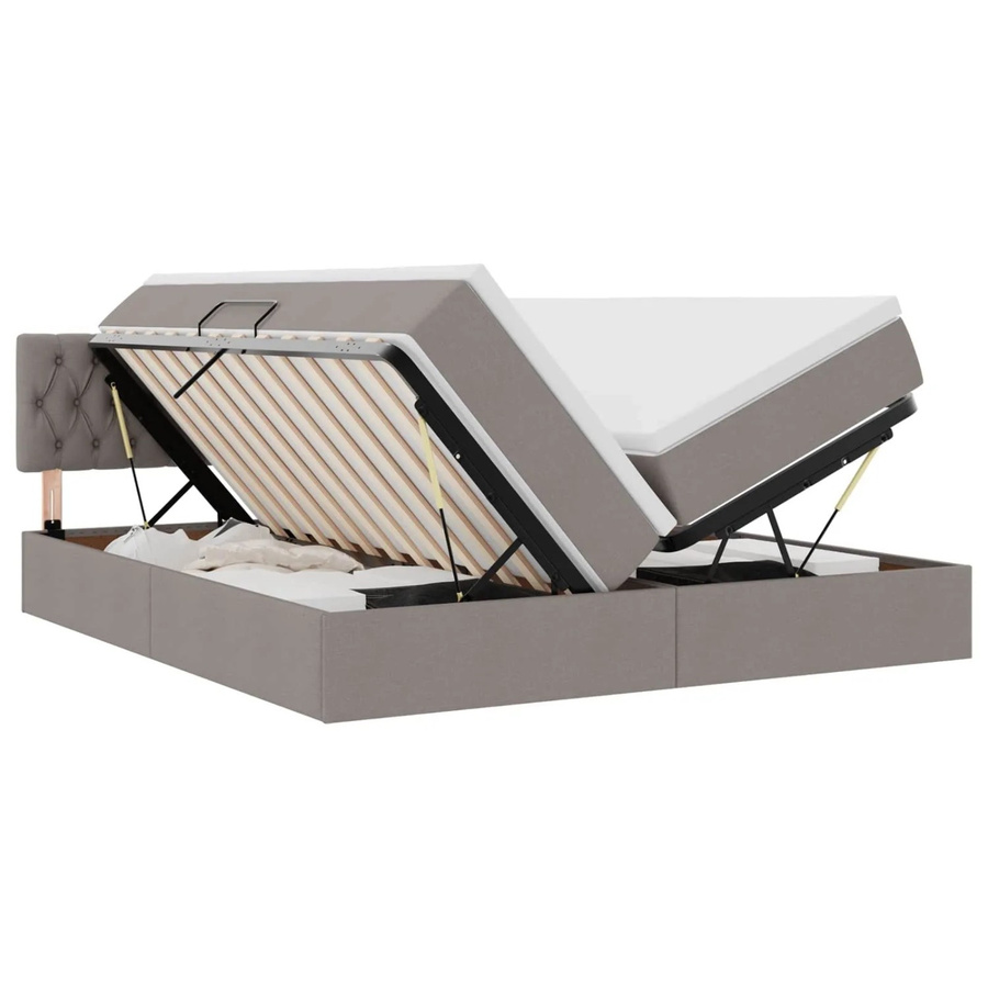 vidaXL Bett mit Kopfteil und LED-Lichtleisten in Taupe, B/T: 180 x 200 cm - Bild 2