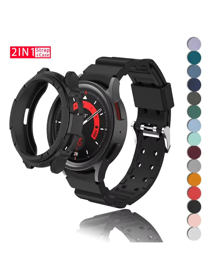 OAKCHARM Uhrenarmband mit Hülle und Displayschutzfolie, Samsung Galaxy Watch6 Classic, Silikon - Bild 3