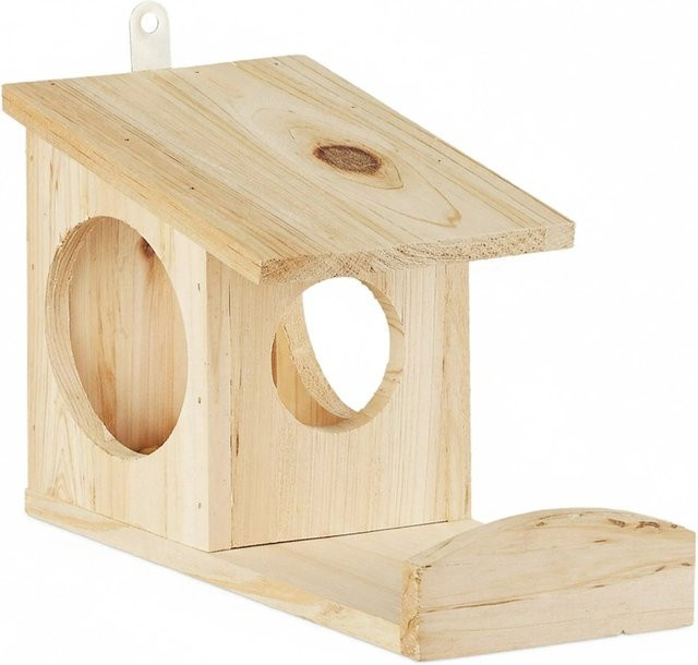 Relaxdays Eichhörnchen Futterhaus aus unbehandeltem Holz zum Aufhängen B/T/H: 17,5 x 12 x 25 cm - Bild 1