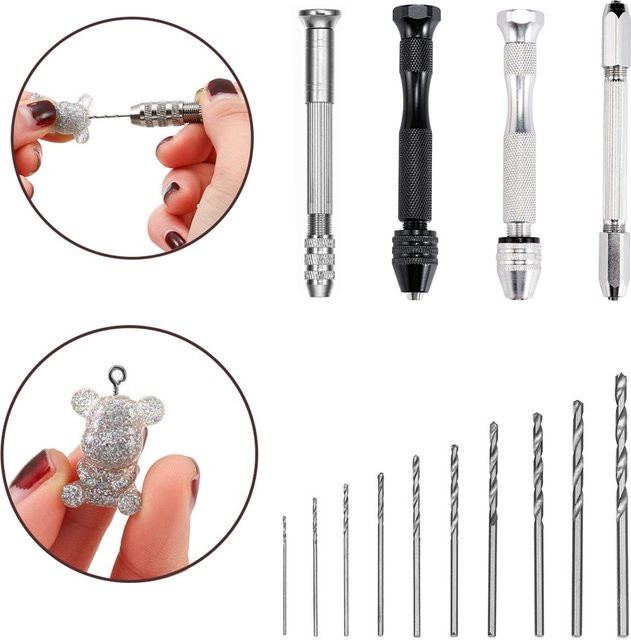 AGCFABS Metall Hand Bohrer Set für UV Epoxy Harz und Schmuckherstellung, Silber, 0,8-3,0 mm - Bild 1
