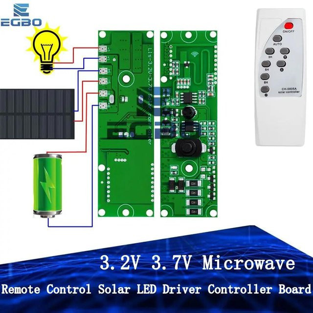 EGBO Solar LED Treiber Controller Board für Mikrowelle Radar Körper Induktion Wandlicht Schalter Platine in Grün - Bild 1