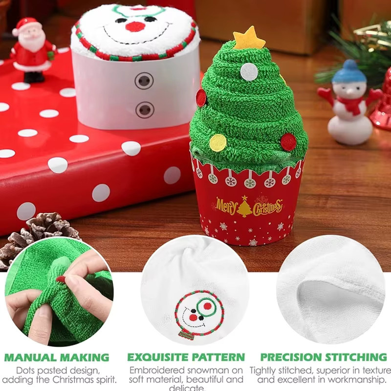 Beeinch Weihnachtliches Mikrofaser-Handtuch in Santa-Kuchen-Form, Saugfähig, Mehrfarbig - Bild 3