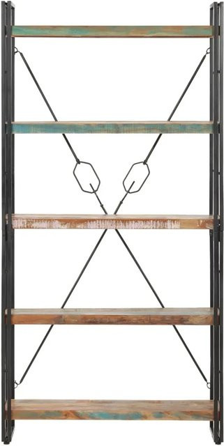 vidaXL Bücherregal im Industriestil aus Massivholz und Stahl, Braun, B/T/H: 90 x 30 x 180 cm - Bild 1