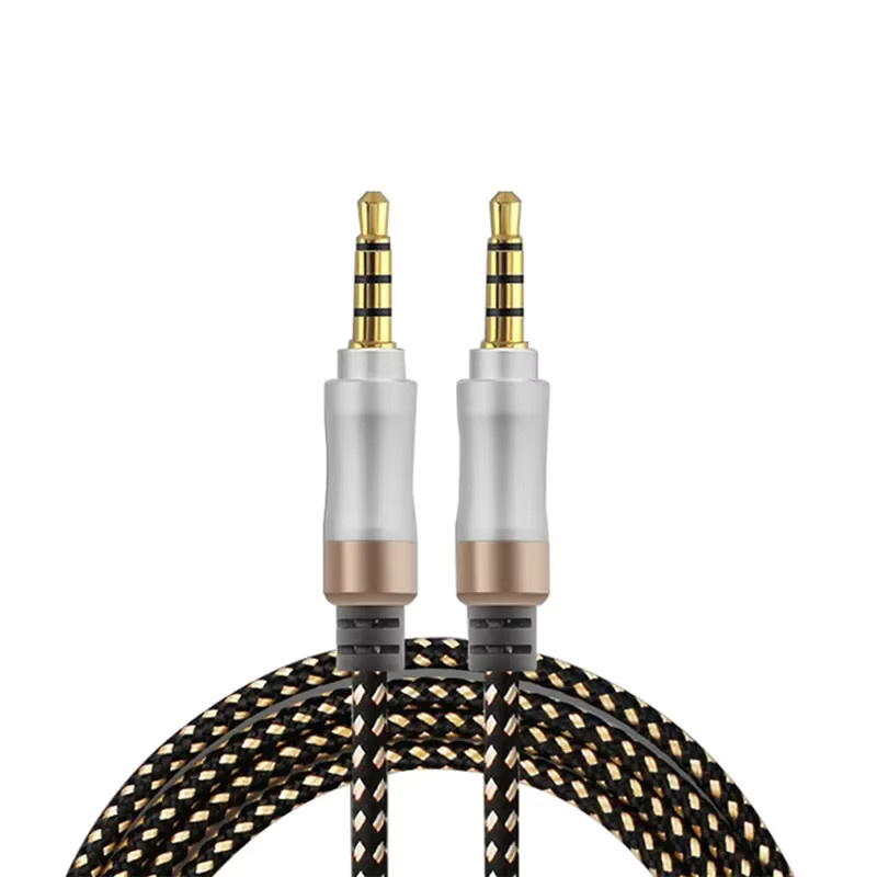 HEDANP 3,5 mm Audiokabel 4-polig mit geflochtenem Stecker, Länge: 1,5 m, Schwarz/Orange - Bild 2