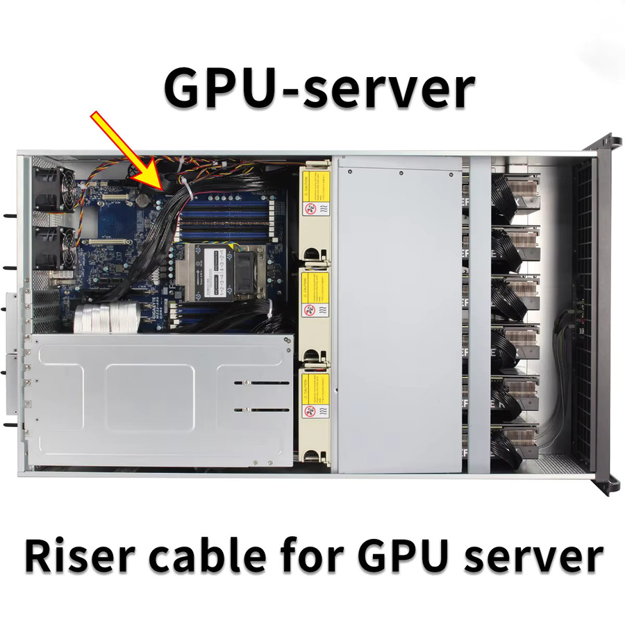 GIGA-MEGA PCIe 4.0 x16 GPU-Riser-Kabel Gen4, hochgeschwindigkeits-abgeschirmtes Verlängerungskabel für Grafikkarten in Schwarz - Bild 3