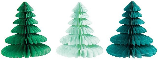 Rico Design Wabenpapier Tannenbäume für Weihnachten, 3 Stück, Grün, Höhe: 20 cm - Bild 1