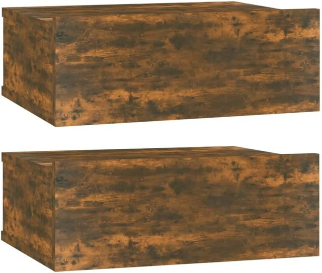 vidaXL Set 2 Stück Hängende Nachttische aus Holzwerkstoff in Räuchereiche, B/T/H: 40 x 30 x 15 cm - Bild 1