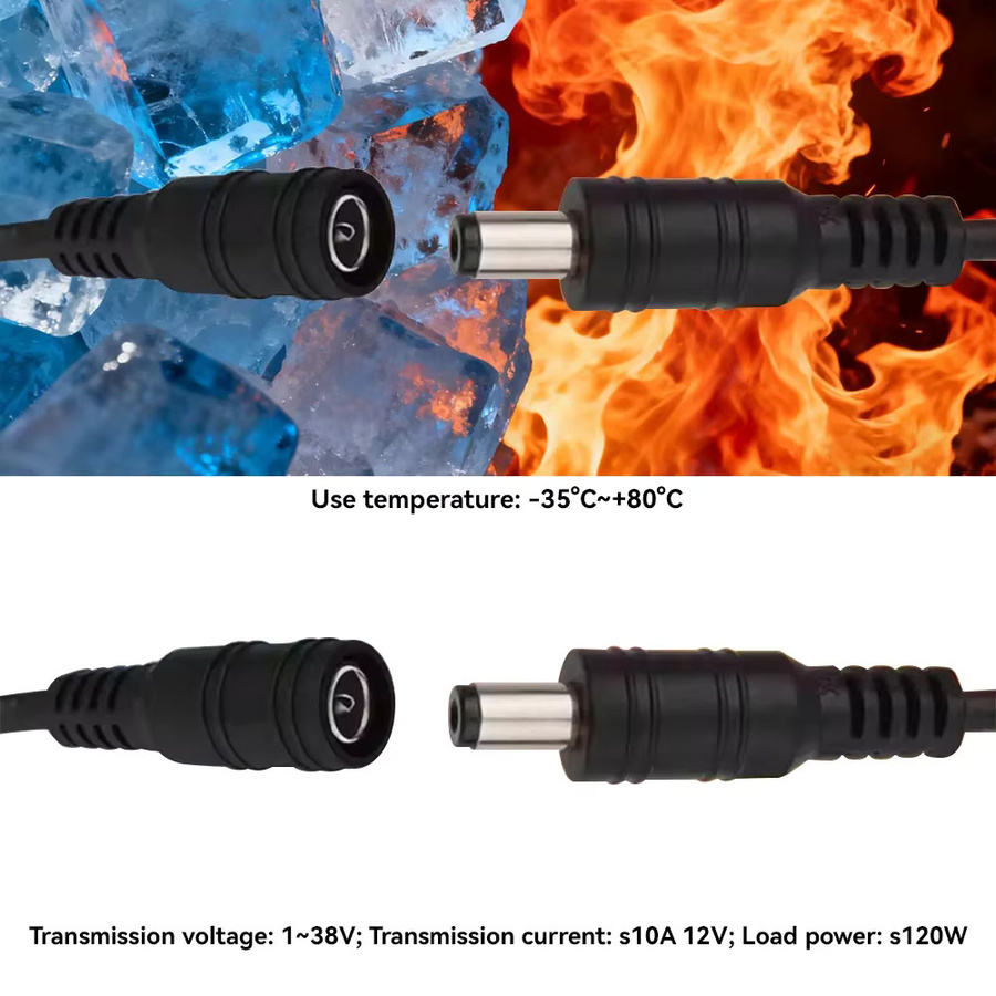 3M DC12V Stromverlängerungskabel Schwarz mit 5,5mm x 2,1mm Stecker Männlich zu Weiblich für LED-Lampen und CCTV Sicherheitskameras - Bild 3