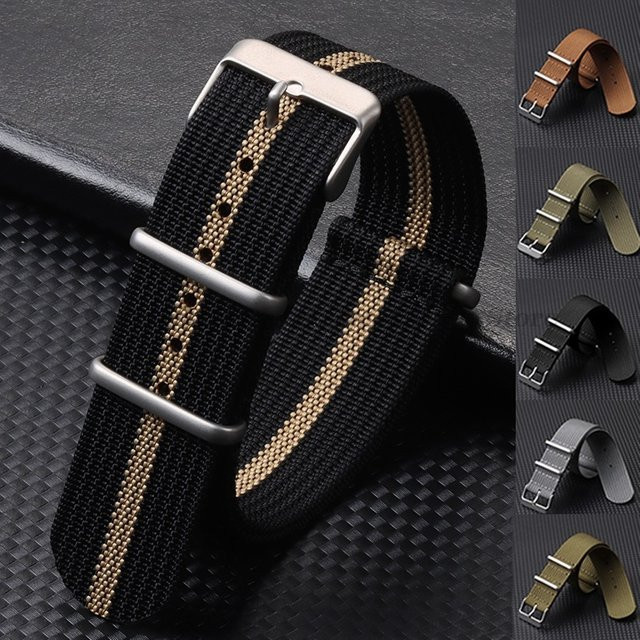 qinband Uhrenarmband Nylon, Textil/NATO, Schwarz, Unisex - Bild 1