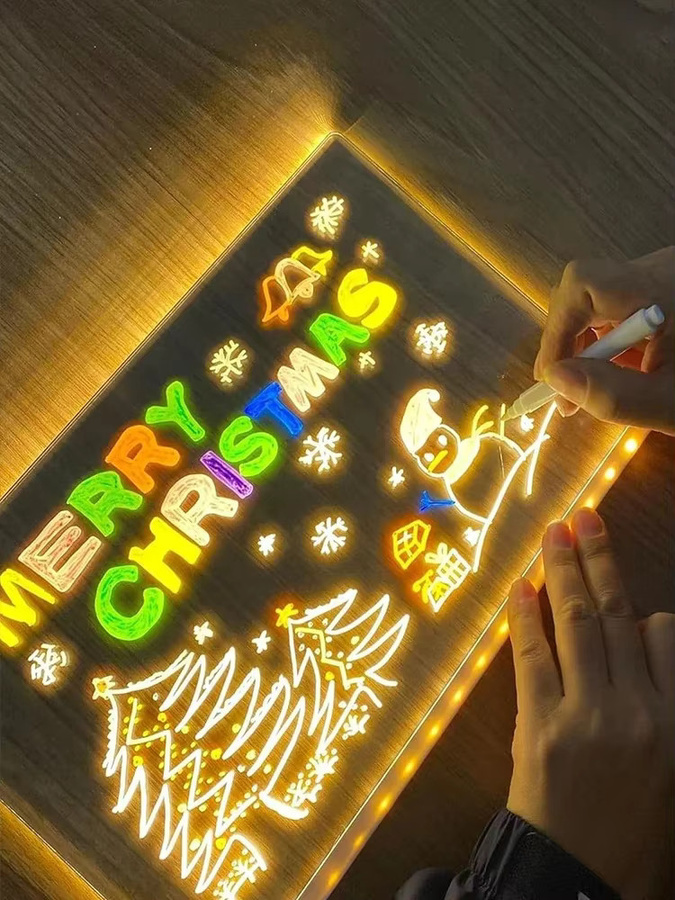 USB-LED-Notiztafel aus transparentem Acryl mit warmweißem Licht und verstellbarem Standfuß - Bild 5