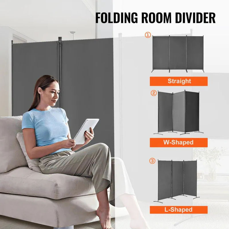 Buying Solutions MB Raumteiler mit 3 Paneelen aus Metall und Textil in Grau, freistehend und minimalistisch - Bild 8