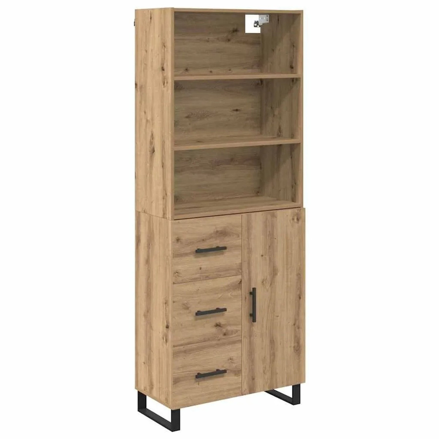 vidaXL Highboard Artisan-Eiche in Braun mit Türen und Schubladen, B/T/H: 69,5 x 34 x 180 cm - Bild 2