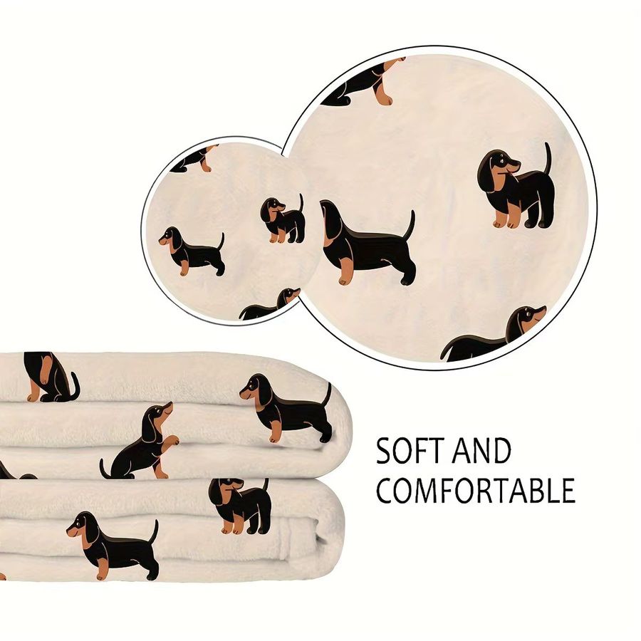VIKAMA Dackeldecke aus weichem Flanell mit niedlichem Cartoon-Druck für Sofa und Schlafzimmer - Bild 4