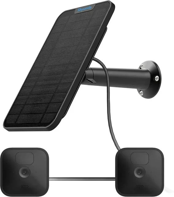 Blink Solarpanel für Blink XT, XT2 und Outdoor Kamera der 3. Generation in Schwarz mit wasserdichten Ladekabeln (4 m und 3 m) - Bild 1