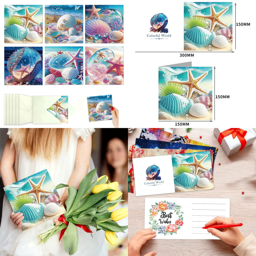 6-teiliges DIY-Diamant-Malerei Set mit kreativen Dankeskarten und Grußkarten in Multicolour - Bild 2
