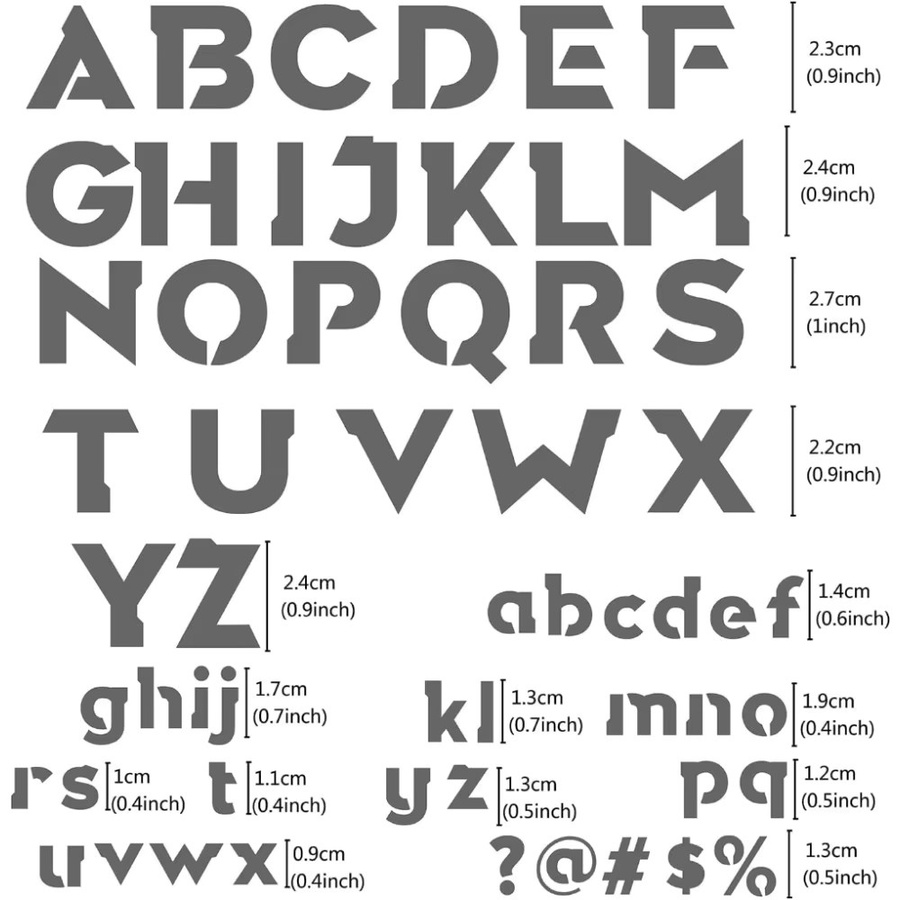 Edelstahl Buchstaben Schablone mit Alphabet und Zahlen in Silber, 6,3 Zoll Malvorlage aus Metall - Bild 3