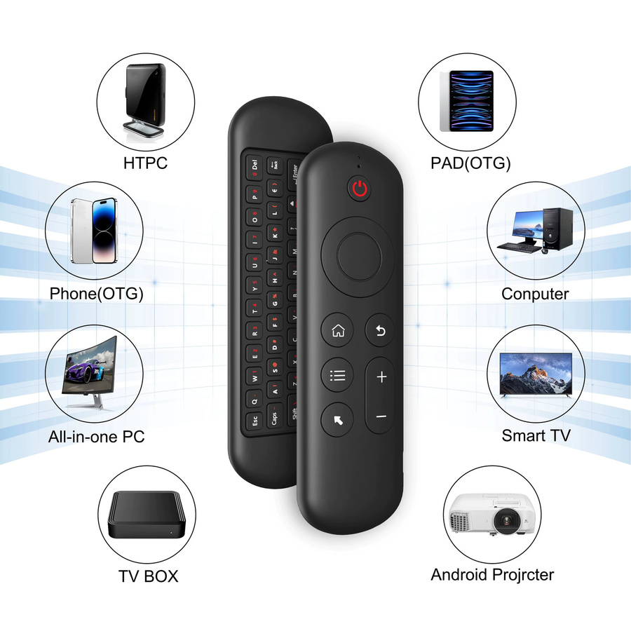 kebidumei M5 Air Mouse Ersatz-Fernbedienung, kabellose 2,4 G und Bluetooth Tastatur mit 7-farbiger Beleuchtung für Android TV Box, Schwarz/Multicolor - Bild 3