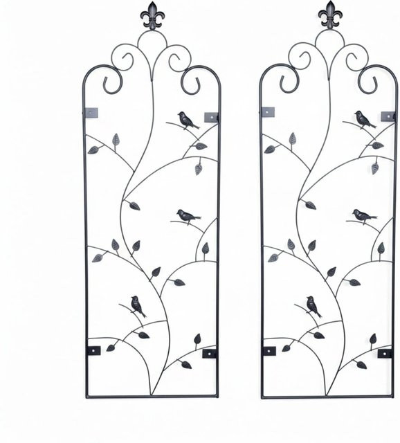 Relaxdays Wandrankgitter 2er Set aus Stahl in Schwarz, wetterfest für Garten, Terrasse und Balkon, H x B x T: 110 x 38 x 1 cm - Bild 1