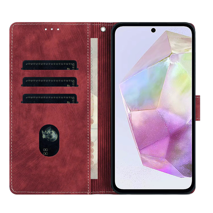 Mandala-Blumen Leder-Brieftaschenhülle mit Standfunktion für Samsung Galaxy S26 S25 S24 S23 S22 S21 S20 Plus Ultra FE in Rot - Bild 3