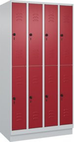 C+P Doppelstock-Spind Classic PLUS mit Sockel, 4 Abteile, Farbe: Rubinrot/Grau, B/T/H: 195 x 100 x 50 cm - Bild 1