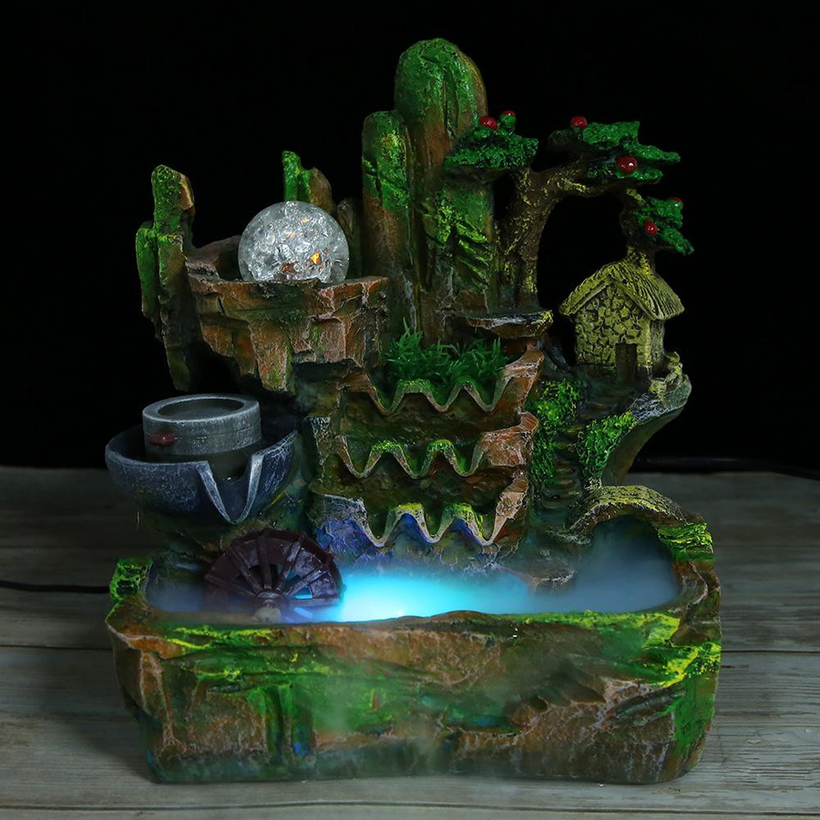 Aimo Tischbrunnen mit simulierter Felslandschaft, Zerstäubungseffekt und LED-Beleuchtung in Multicolor aus Kunstharz - Bild 6