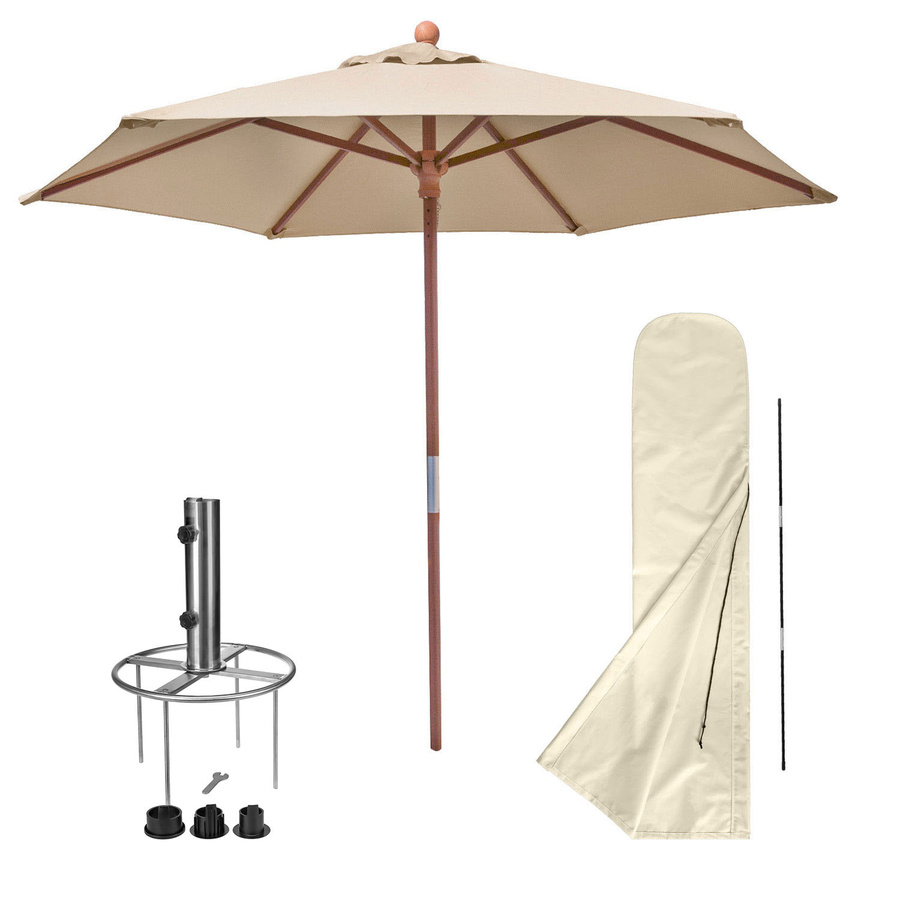 anndora Sonnenschirm Marktschirm in Beige mit Husse und Erdspieß, Durchmesser: 2,1 m, UPF 50+ - Bild 1