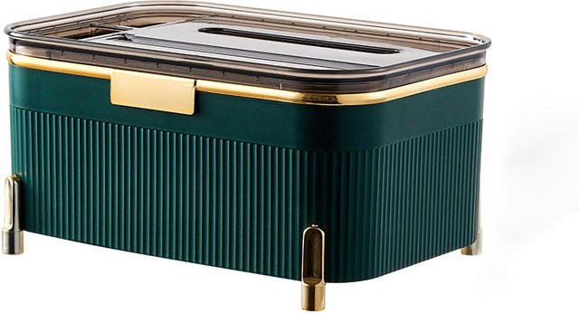 OutsideWorld Multifunktionale Taschentuchbox aus Kunststoff in Dunkelgrün und Transparent mit Deckel und wasserfester Oberfläche - Bild 1