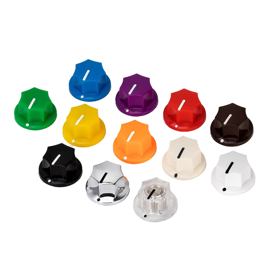 DAIERBUMP 10er Set MXR Stil Rock AMP Knöpfe in Schwarz mit 6,35 mm Einsatz für Gitarren-Potentiometer und Effektpedale aus Messing - Bild 3