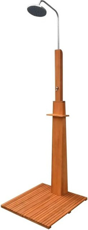 vidaXL Außendusche aus Eukalyptusholz und Stahl in Braun und Silber, H x B x T: 220 x 70 x 70 cm