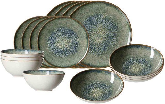 Ritzenhoff & Breker Dinner-Service Einsteiger-Set Verde aus Keramik, 16er Set in Türkis, Braun und Grün - Bild 1